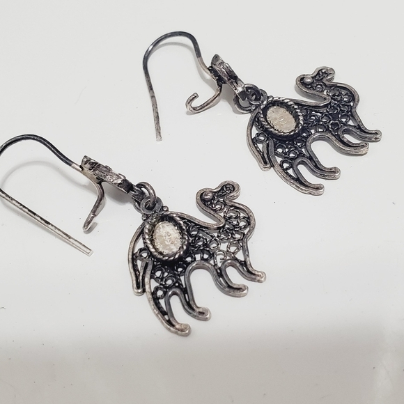 925 Silver Retro Animal Carve Camel Drop Dangle Earrings. 🌴 - Picture 2 of 4